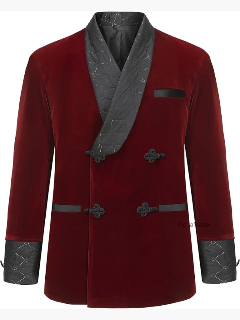 Men's Velvet Smoking Jacket Double Breasted Blazer Size 38r